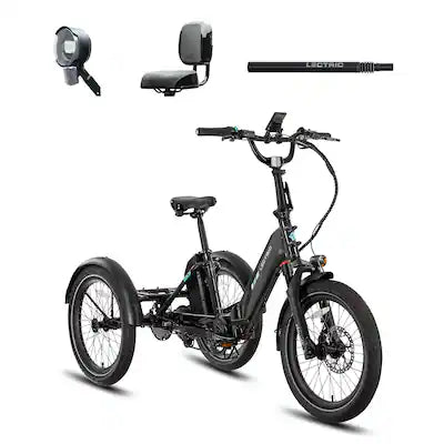 Lectric eBikes - XP Trike2 Foldable eBike (Max 50mi/14mph) + Support Seat/Suspension Seat Post/Elite Headlight
