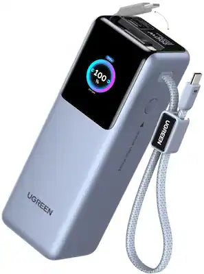 UGREEN - Nexode 200W 25,000mAh Power Bank with 2 Built-in Cables, Portable Charger for Laptops, Tablets, Cell Phones, and More