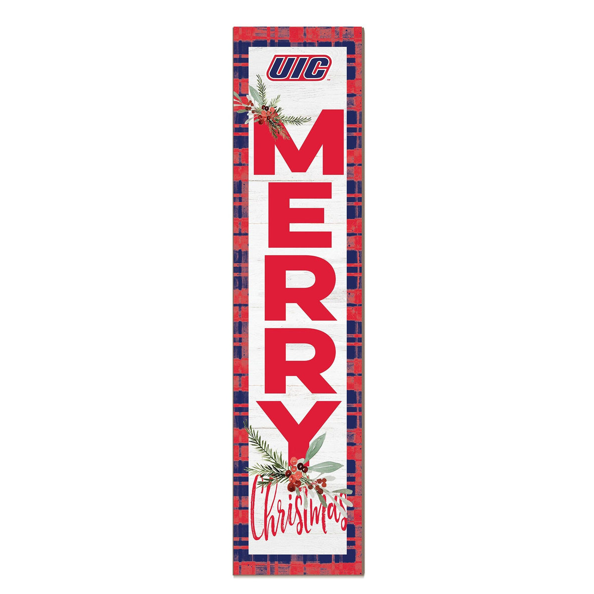 Jardine - UIC Flames 12'' x 48'' Outdoor Merry Christmas Leaner - White