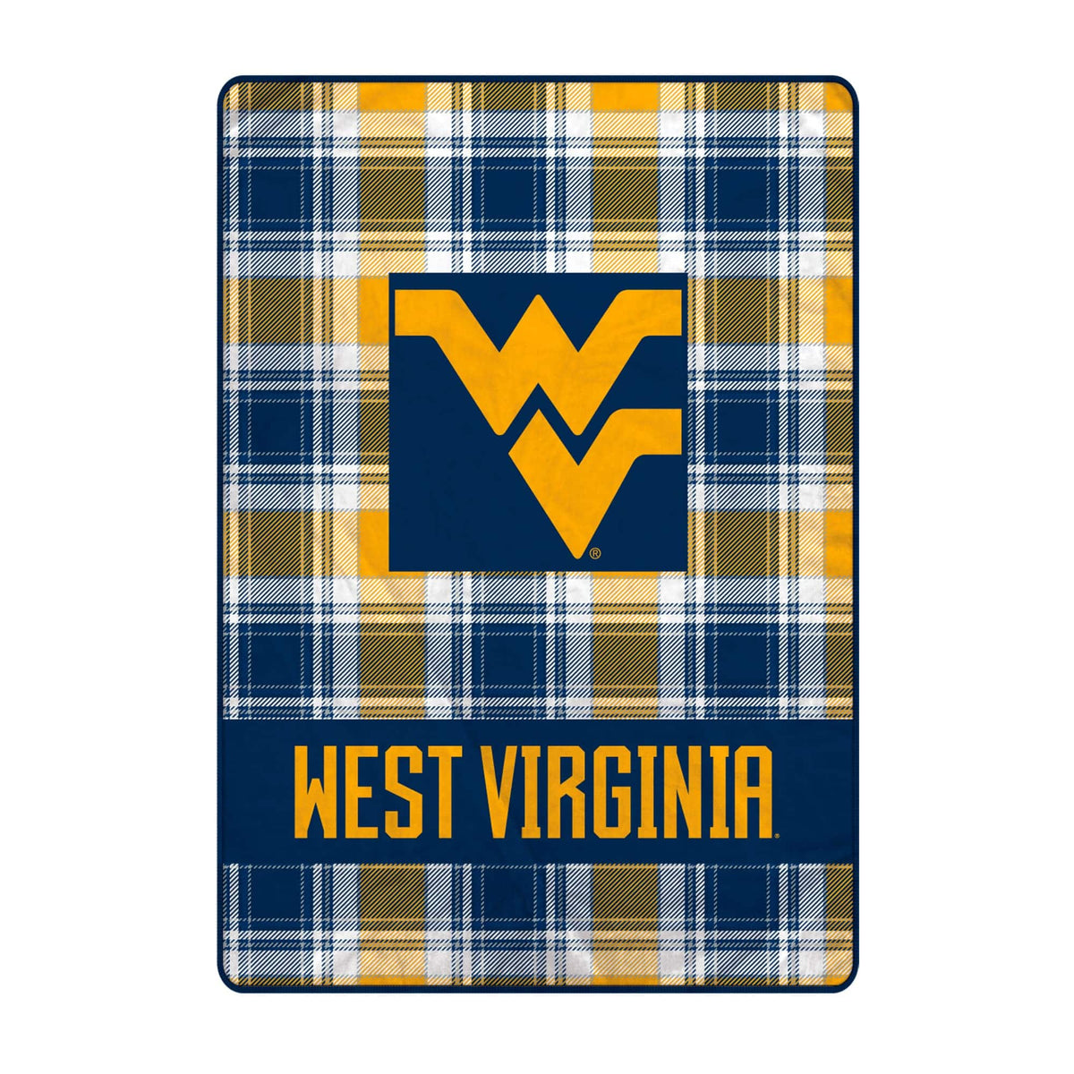 Pegasus - West Virginia Mountaineers 66" x 95" Oversized Plaid FAN-mily Ultra Cozy Blanket - Multicolor