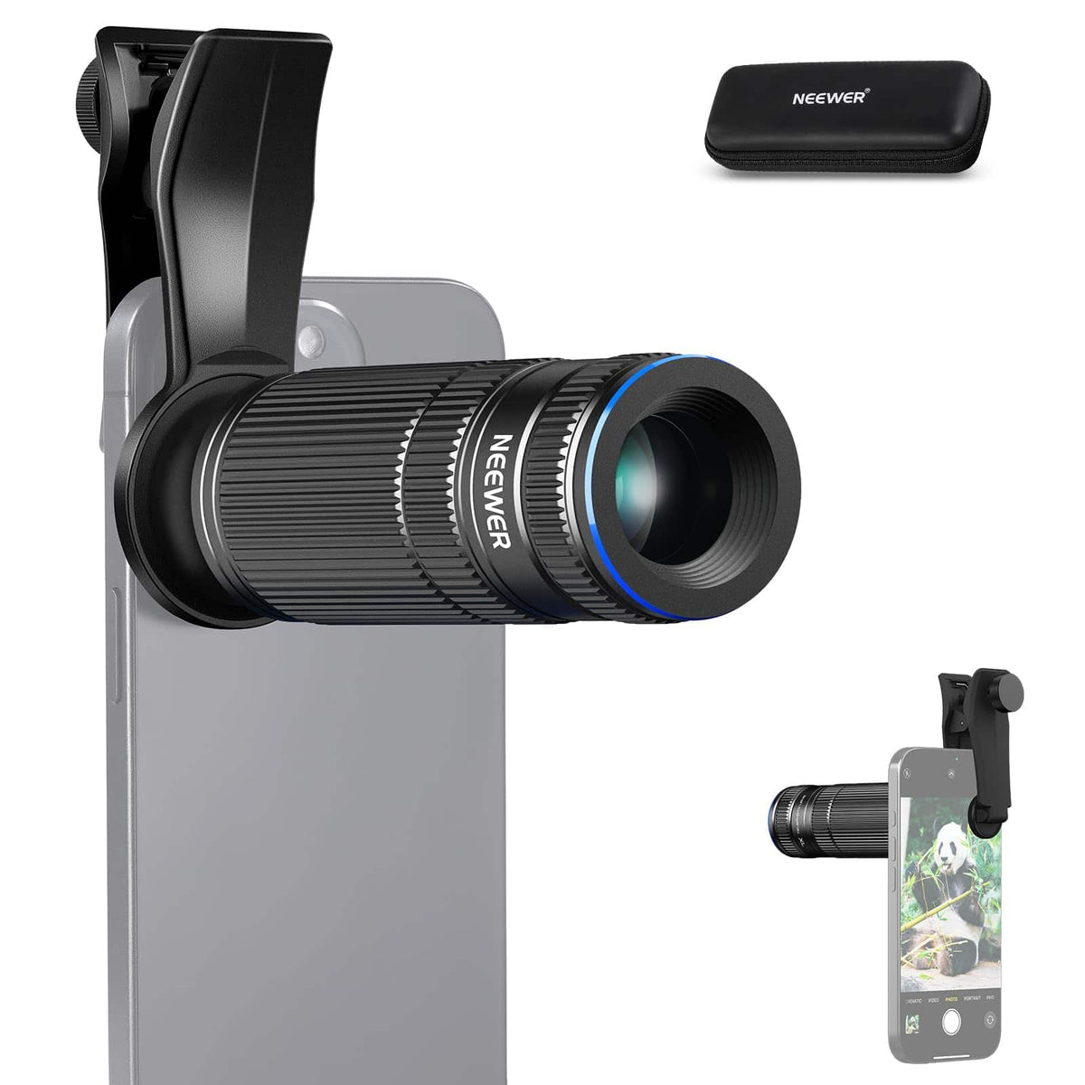 Neewer - 7X Telephoto Lens for Phone, 17mm Thread Clip, 15 Elements/12 Groups, LS-36 PRO - Black