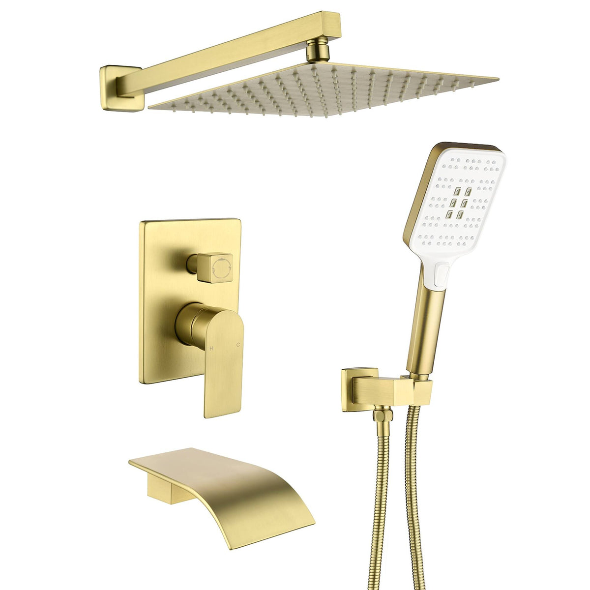 Boyel Living - Shower Set Brass SUS304 3-Function Valve 10-Inch Top Spray 3-Function Handheld cUPC - Brushed Gold