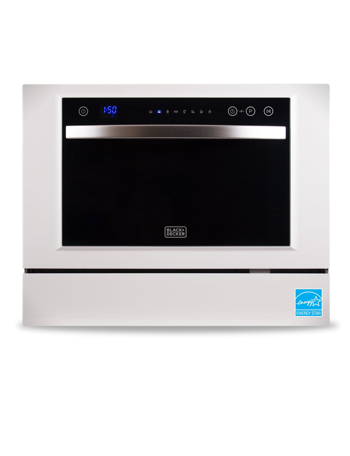 Black+Decker - BCD6W Compact Countertop Dishwasher, 6 Place Settings, White