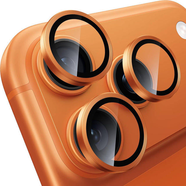 Front. Dteck - For Apple iPhone 17 Pro Camera Lens Protectors Cover, Individual Lens Protectors,9H+ Anti-Scratch Tempered Glass Cov - Orange.