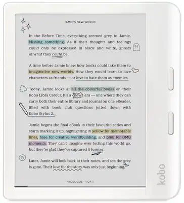 Kobo - Libra Colour-eReader-7" Glare-Free Color E Ink Kaleido 3 Display-Dark Mode Option-Waterproof-32GB
