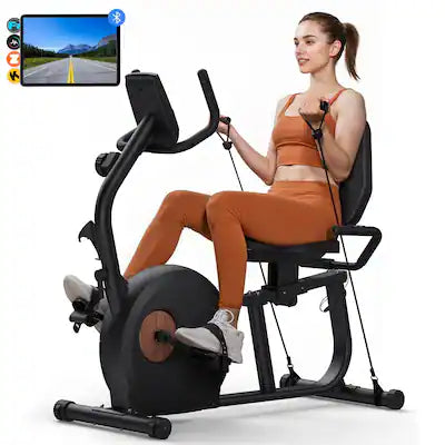 MERACH - Exercise Bike, Recumbent Indoor Cycling Bicycle for Home with Smart Bluetooth,Exclusive App,Heart Rate Handle