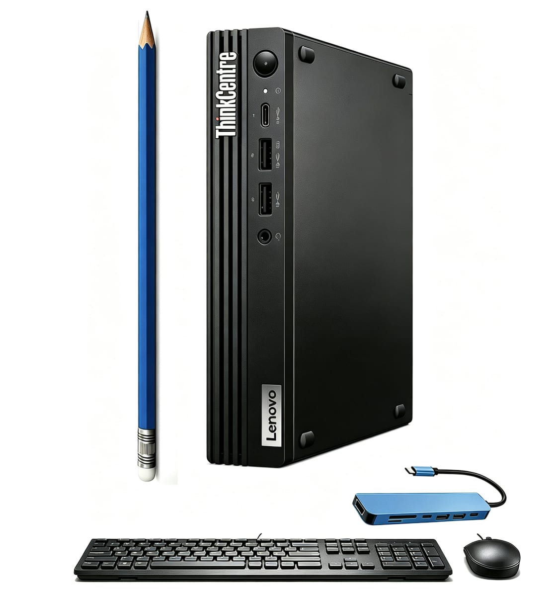 Lenovo - Upgraded - ThinkCentre M70q Gen 5 Desktop PC - Intel Core i5 1440T - 16GB Memory - 512GB SSD - Mouse - Keyboard - WiFi - Win11Pro - Black