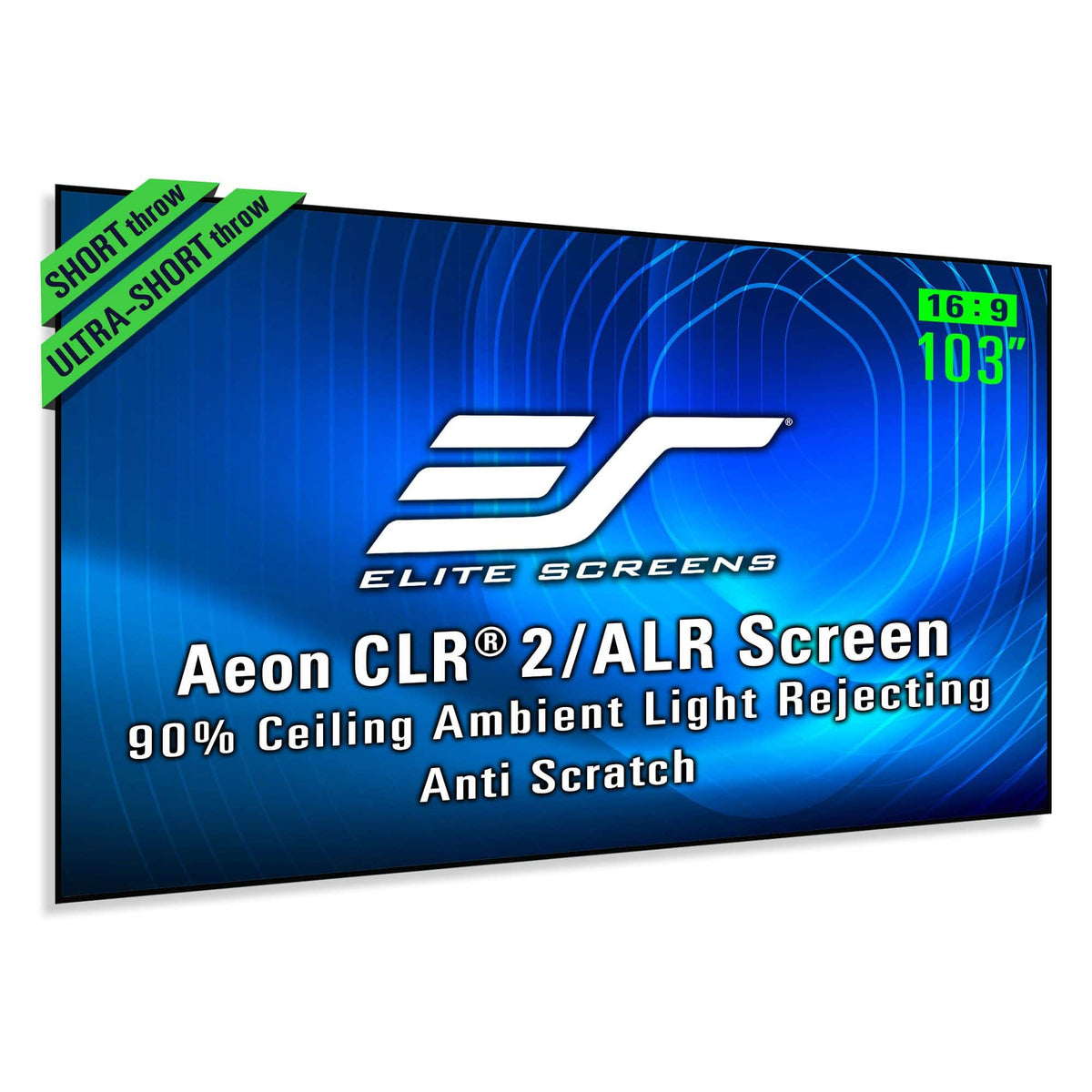 Elite Screens - Aeon CLR®2, CeilingLightRejecting,103"Diag.,16:9, EDGE FREE® Fixed Frame Ultra-Short Throw Projector Screen, AR103H-CLR2 - Black