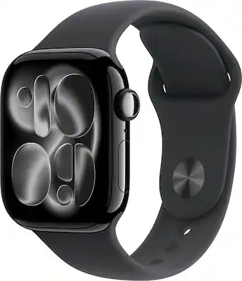 Apple - Watch Series 11 (GPS+Cellular) 42mm Aluminum Case with Black Sport Band - S/M