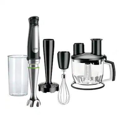 Braun - MultiQuick Smart-Speed Hand Blender with 500 Watts of Power, Whisk, Masher, and 6-Cup Food Processor
