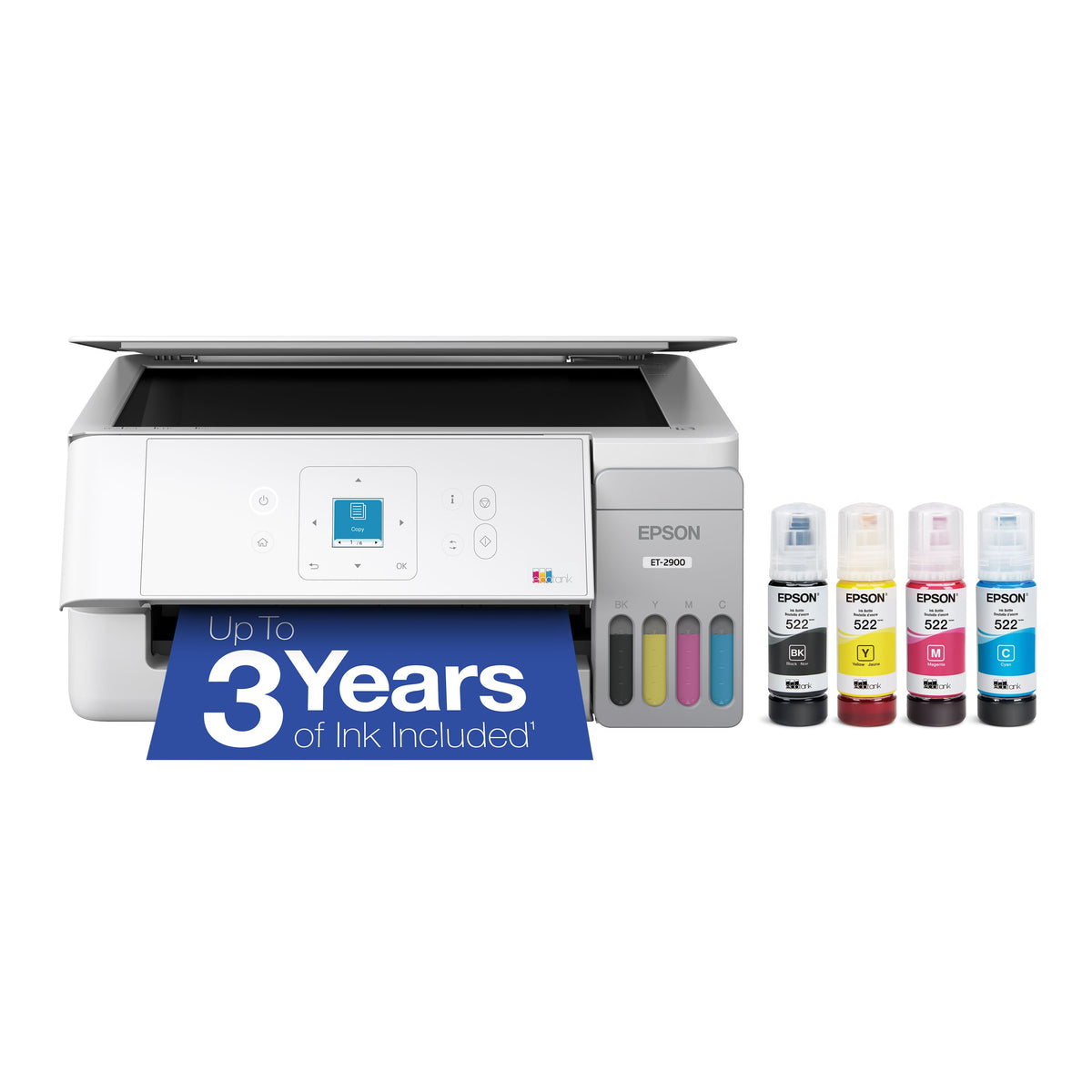 Epson - EcoTank ET-2900 Wireless All-in-One Color Supertank Inkjet Printer (C11CL63202) - White