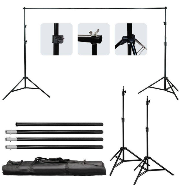 Front. Winado - 10FT Heavy Duty Backdrop Stand KIT Photography Studio Background Support Photo Video Studio Backdrop Stand w/ Carry Bag - Black.