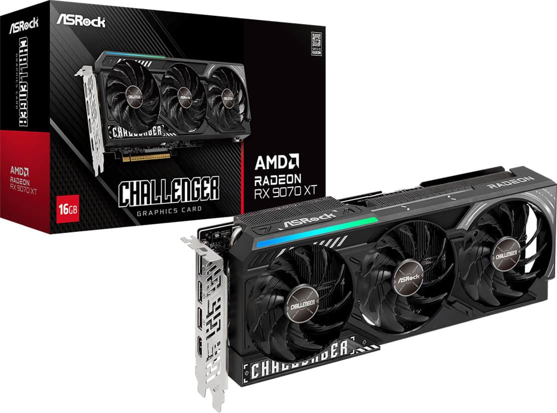 ASRock - Challenger Radeon RX 9070 XT 16GB GDDR6 PCI Express 5.0 Graphics Card