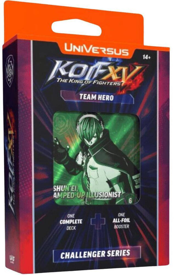 UNIVERSUS 14+ KOF XV THE KING OF FIGHTERS TEAM HERO SHUN'EI AMPED-UP ILLUSIONIST 6 ONE COMPLETE DECK + ONE ALL-FOIL BOOSTER CHALLENGER SERIES