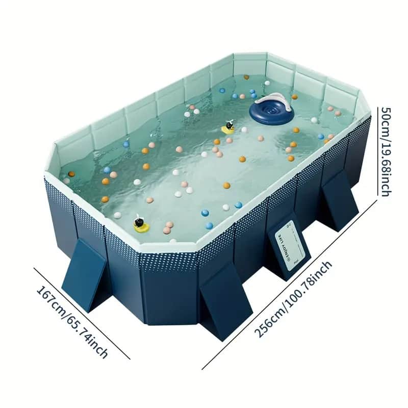 Mondawe - 2.6m Rectangular Modular Foldable Above Ground Family Swimming Pool for Backyard - Blue