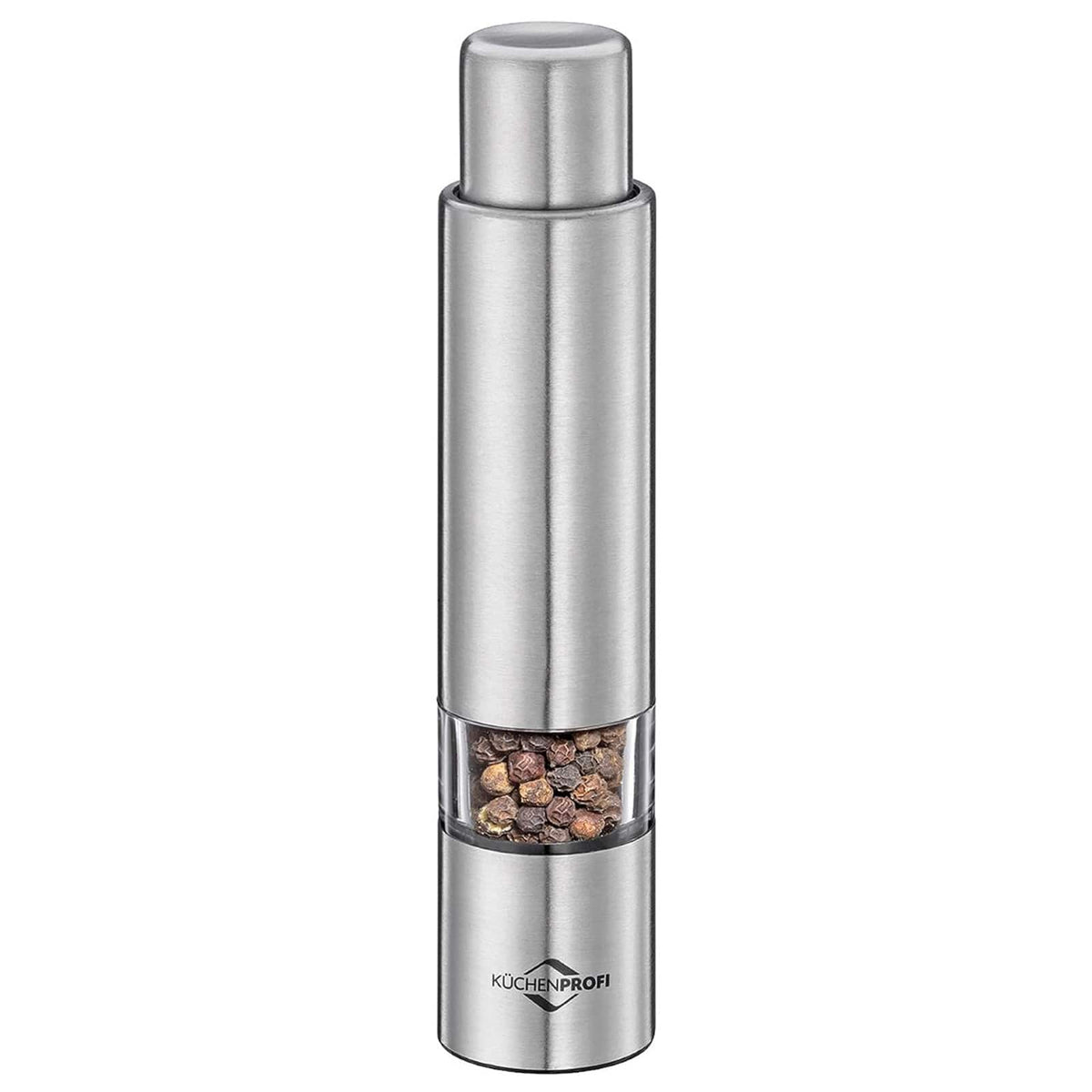 Kuchenprofi - Pepper Push Mill Grinder, Stainless & Acrylic - Silver