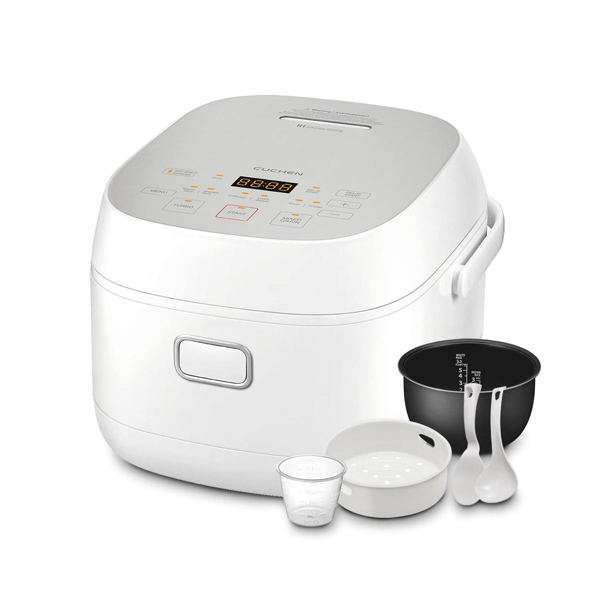 cuchen - 5.5-Cup (6 Person) IH Induction Heating Rice Cooker for all types of rice - White