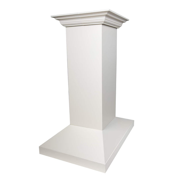 Front. ZLINE - ZLINE 36 in. Convertible Vent Wooden Island Mount Range Hood in Cottage White - Cottage White.