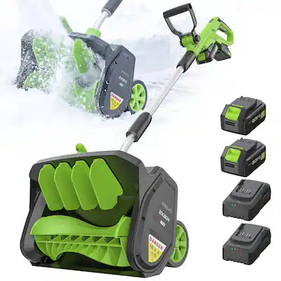Steelite - 42V MAX(2x21V) 17 Inch Cordless Snow Shovel on Wheels with Brushless Motor, 2 x 4.0-Ah Battery & Dual Chargers Included
