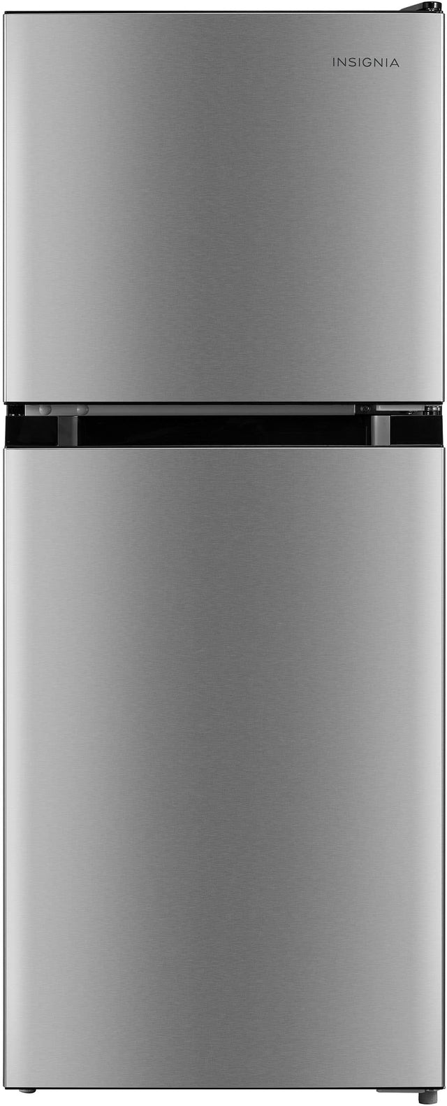 Front. Insignia™ - 4.5 Cu. Ft. Mini Fridge with Top Freezer and ENERGY STAR Certification - Stainless Steel Look.
