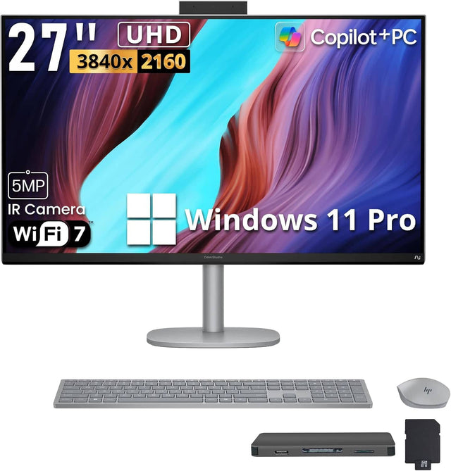 27" UHD 3840x2160 Copilot+PC 5MP IR Camera Wi-Fi 7 Windows 11 Pro OmniStudio
