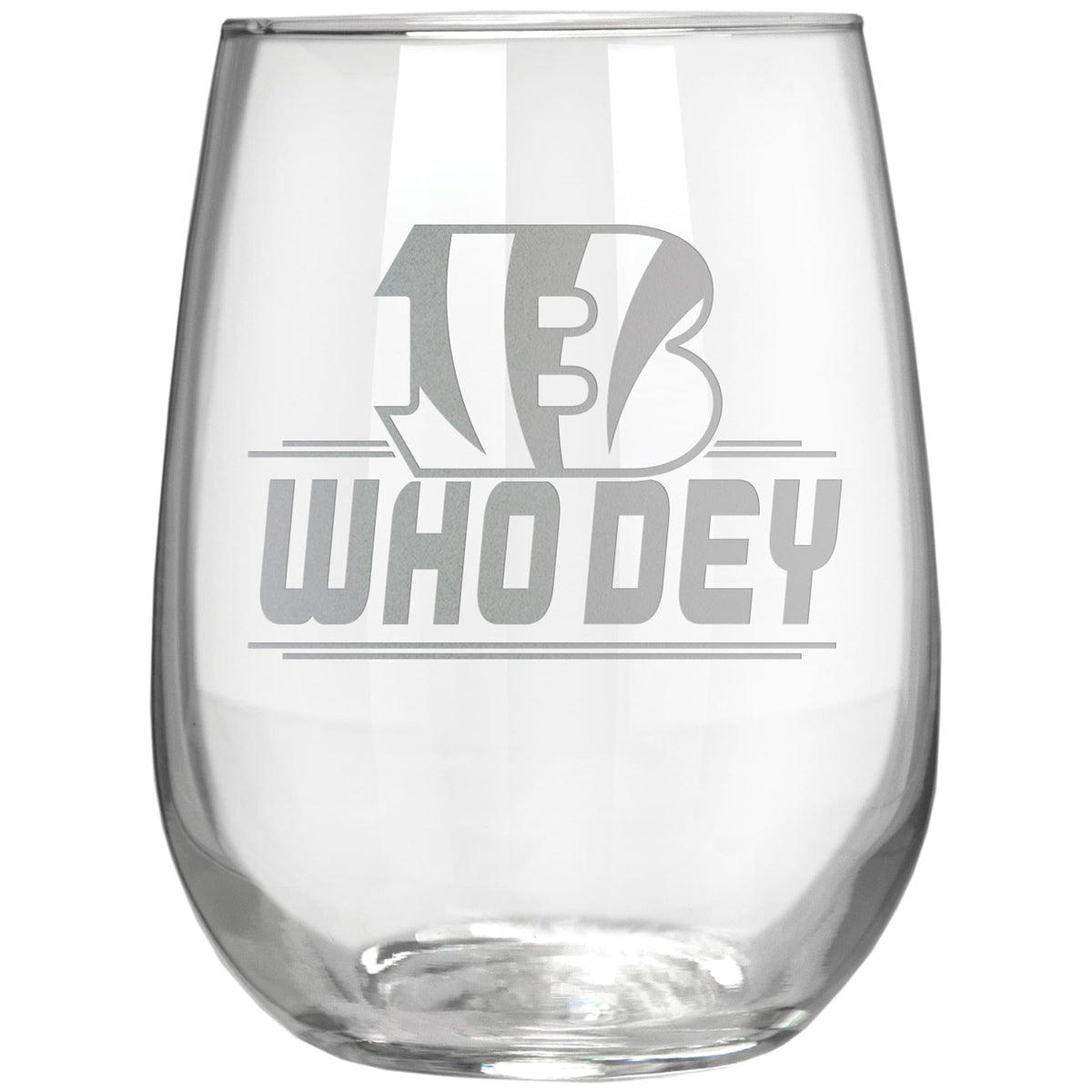 Great American Products - Cincinnati Bengals Etched 17oz. Rally Cry Stemless Wine Glass - Multicolor