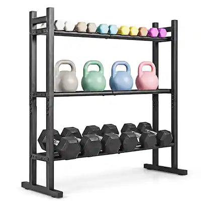 Costway - 3-Tier Dumbbell Rack, 529LB Capacity Heavy-Duty Adjustable Weight Rack Stand