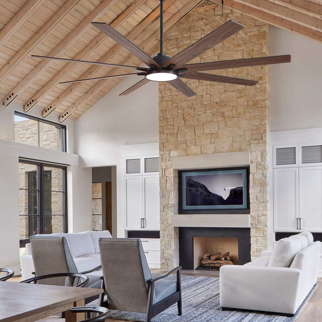 Front. Siljoy - 84 Inch Big Ben Wooden Ceiling Fan with LED Light and Remote For Livingroom Garage and Bedroom - Black.
