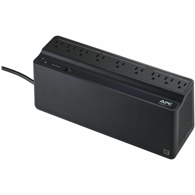 Front. APC - Back-UPS, 900VA/480W, Tower/Wall Mount, 9 Outlets, LED Indicator, USB-A port - Black.