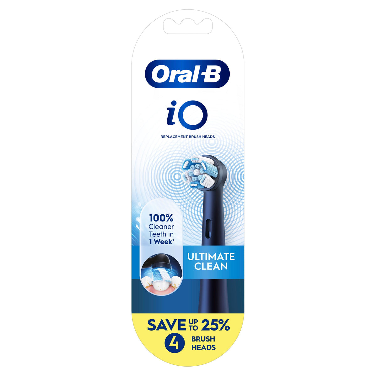 Oral-B - iO Series Ultimate Clean Replacement Brush Head for iO Series Electric Toothbrush (4 count) - Black