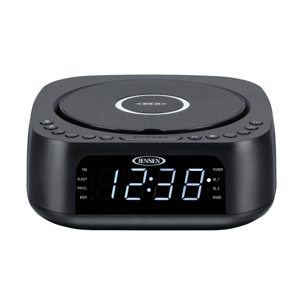 Jensen - JCR-375 Stereo Dual Alarm Clock with Top Loading CD/MP3 CD Player, Digital FM Digital Tuner and 2.1A USB Charging Port - Black