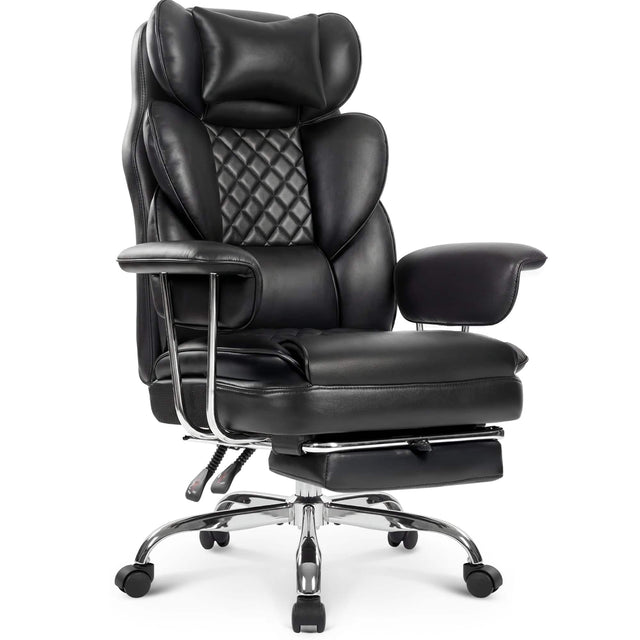 Front. Celtoss - Executive Office Chair, Ergonomic Big and Tall Heavy Duty Computer Desk Chair, High Back with Lumbar Support - PU - Black.