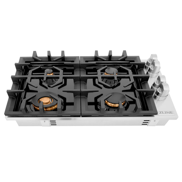 Front. ZLINE - 30 in. Wide 4 Burner Gas Cooktop with  (RC-BR-30-PBT) - Black.