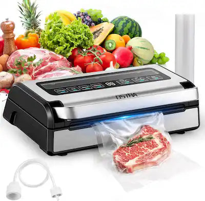 OSTBA - 180W Vacuum Sealer for Food, 12-in-1 Double Pump Food Saver with Bag Storage, Easy-Lock Handle, Dry Moist & Marinate