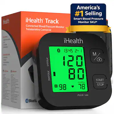 iHealth - Track Plus Bluetooth Upper Arm Blood Pressure Monitor with Wide-Range Cuff, Large Backlit Display, App Tracking