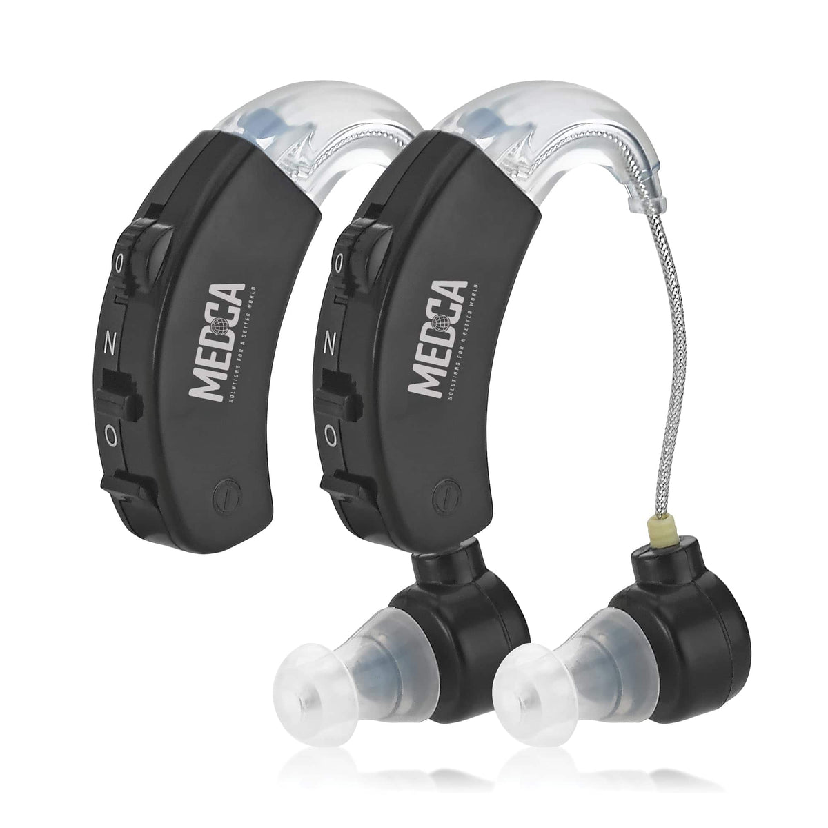 MEDca - Behind the Ear Sound Amplifier - BTE Hearing Ear Amplification Device and Digital Hearing Aids for Seniors PSAD - Black