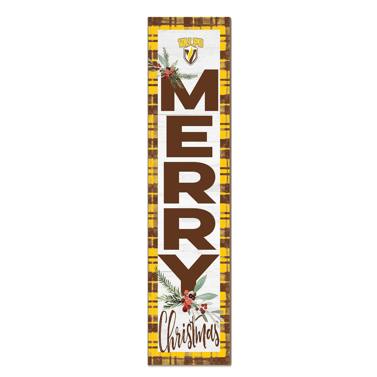 Jardine - Valparaiso University 12'' x 48'' Outdoor Merry Christmas Leaner - White