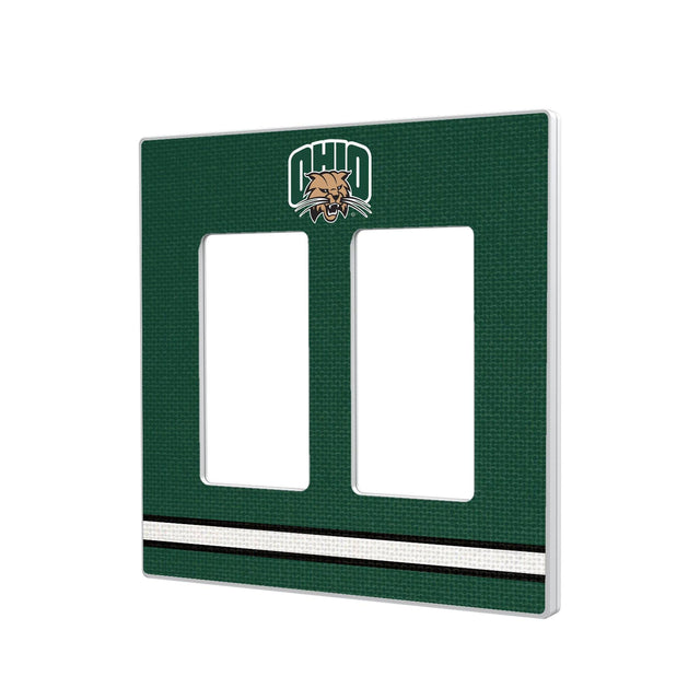 Front. Keyscaper - Ohio Bobcats Stripe Design Double Rocker Light Switch Plate - Multicolor.