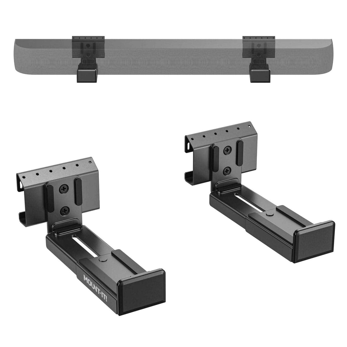 Mount-It! - No-Stud Sound Bar Wall Mount for Soundbars up to 20 lbs, Easy Drill-Free Installation Bracket - Black