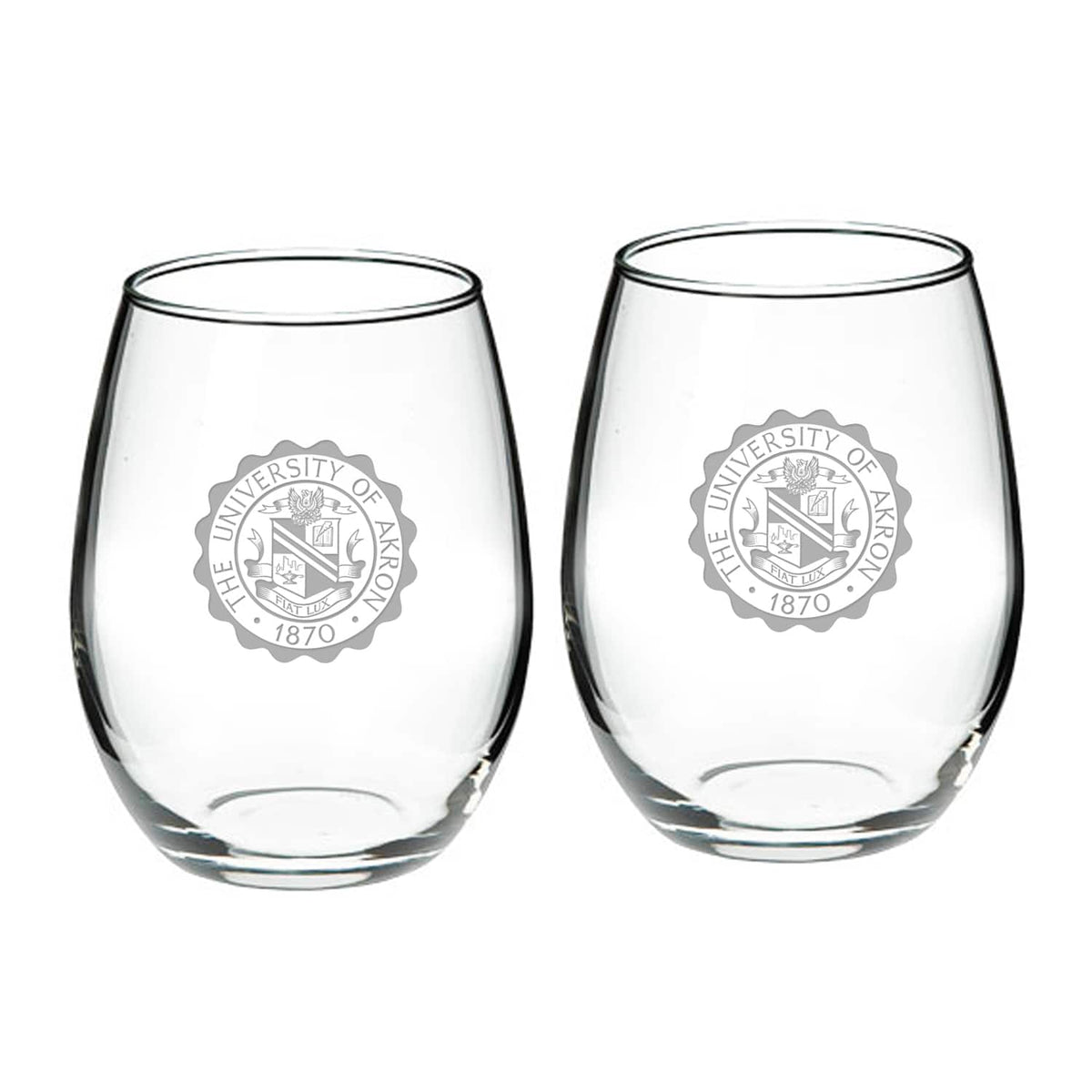 Jardine - Akron Zips 21oz. 2-Piece Stemless Wine Glass Set - Multicolor