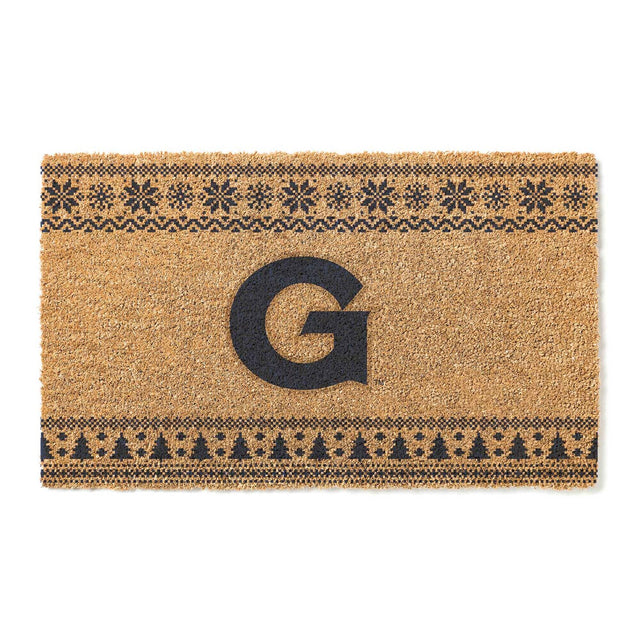 Front. Jardine - Georgetown Hoyas 18" x 30" Holiday Coir Doormat - Brown.