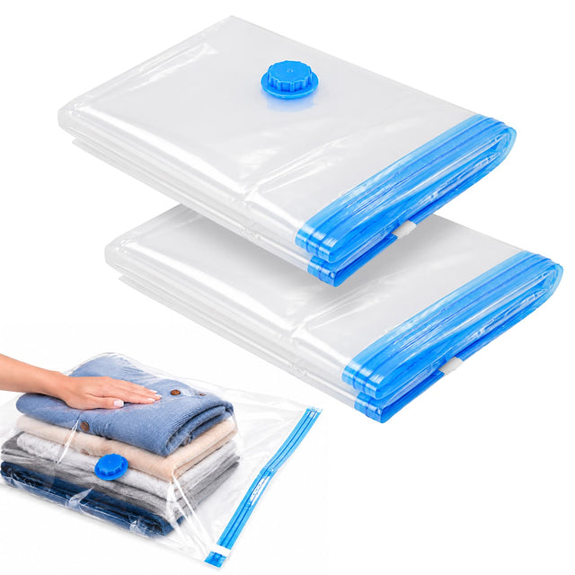 Front. Garnen - 2x Vacuum Storage Bag 16"x24", Vacuum Seal Bags for Clothing, Small Vacuum Bags for Clothes Sweaters, Compression Bags - Clear.