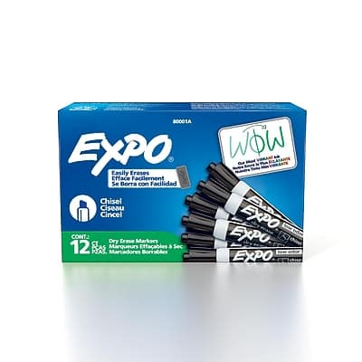 Expo - Low Odor Tank Dry Erase Marker, Chisel Tip, 12/Pack - Black