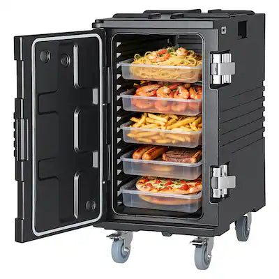 VEVOR - Insulated Food Pan Carrier, 127 Qt Non-Electrical Food Warmer, with Swivel Wheel & 304 Stainless Steel Latch, LLDPE