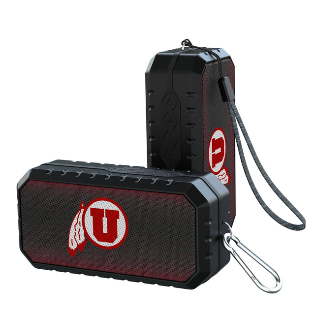 Front. Keyscaper - Utah Utes Water Resistant Linen Print Bluetooth Speaker - Black.