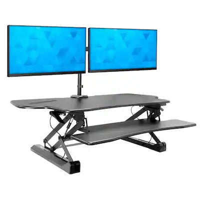 Mount-It! - Extra Wide Standing Desk Converter with Dual Monitor Mount and Height Adjustable Gas Spring Workstation
