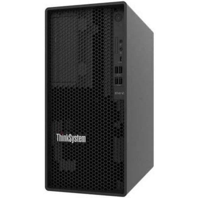 Front. Lenovo - Lenovo ThinkSystem ST45 V3 4464P 32GB Tower Server - AMD EPYC 4464P Processor Dodeca-core - Up to 64GB (TruDDR5) Memory - Black.