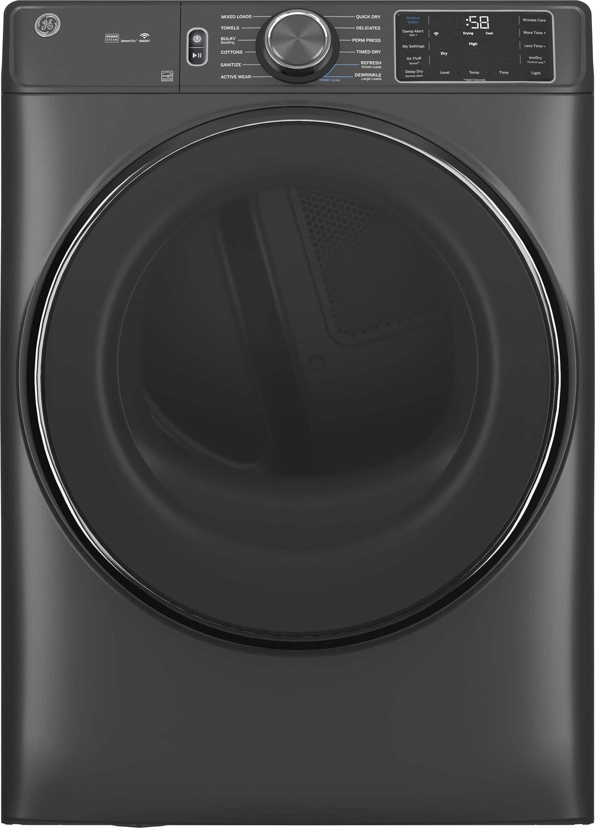 GE - 7.8 Cu. Ft. Stackable Smart Gas Dryer with Steam - Carbon Graphite