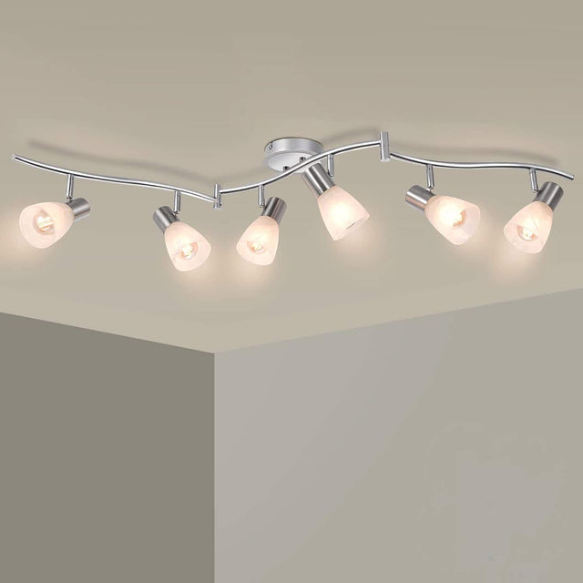Front. Dazzed Corner - 6-Light Adjustable LED Track Lighting,E12 Base (Bulbs Not Included) - Silver.