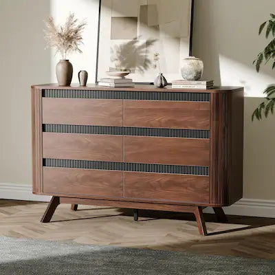 Furnulem - 6 Drawer Nightstand with Double Dresser Wide Dresser